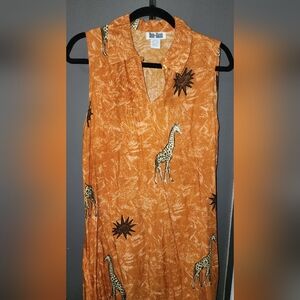 DeeDee's Vintage Orange Giraffe Print Sleeveless Dress